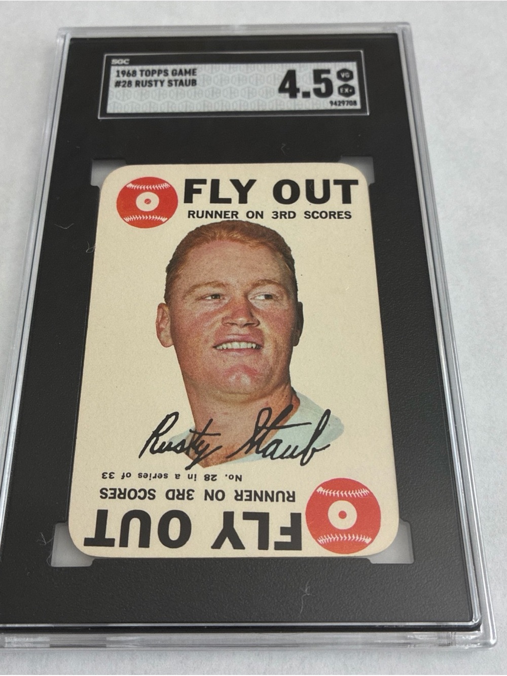 1968 TOPPS GAME #28 RUSTY STAUB SGC 4.5 Vintage Baseball Card